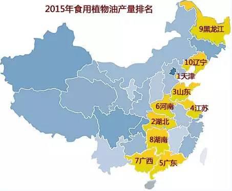 2015年我国食用植物油产量排名 2015年我国食用植物油产量排名